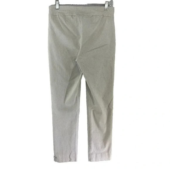 Chico's Perfect Stretch 1 Pull On Cropped Stretch Pants Taupe White Stripe‎ Sz 8 - Picture 2 of 6